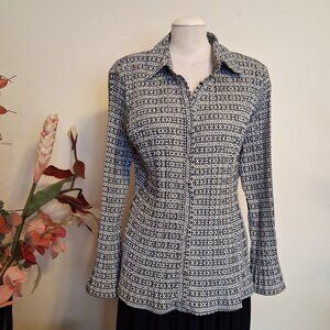 NEW Pleated Black White Polka Dot Shirt Long Sleeve Blouse Top 18